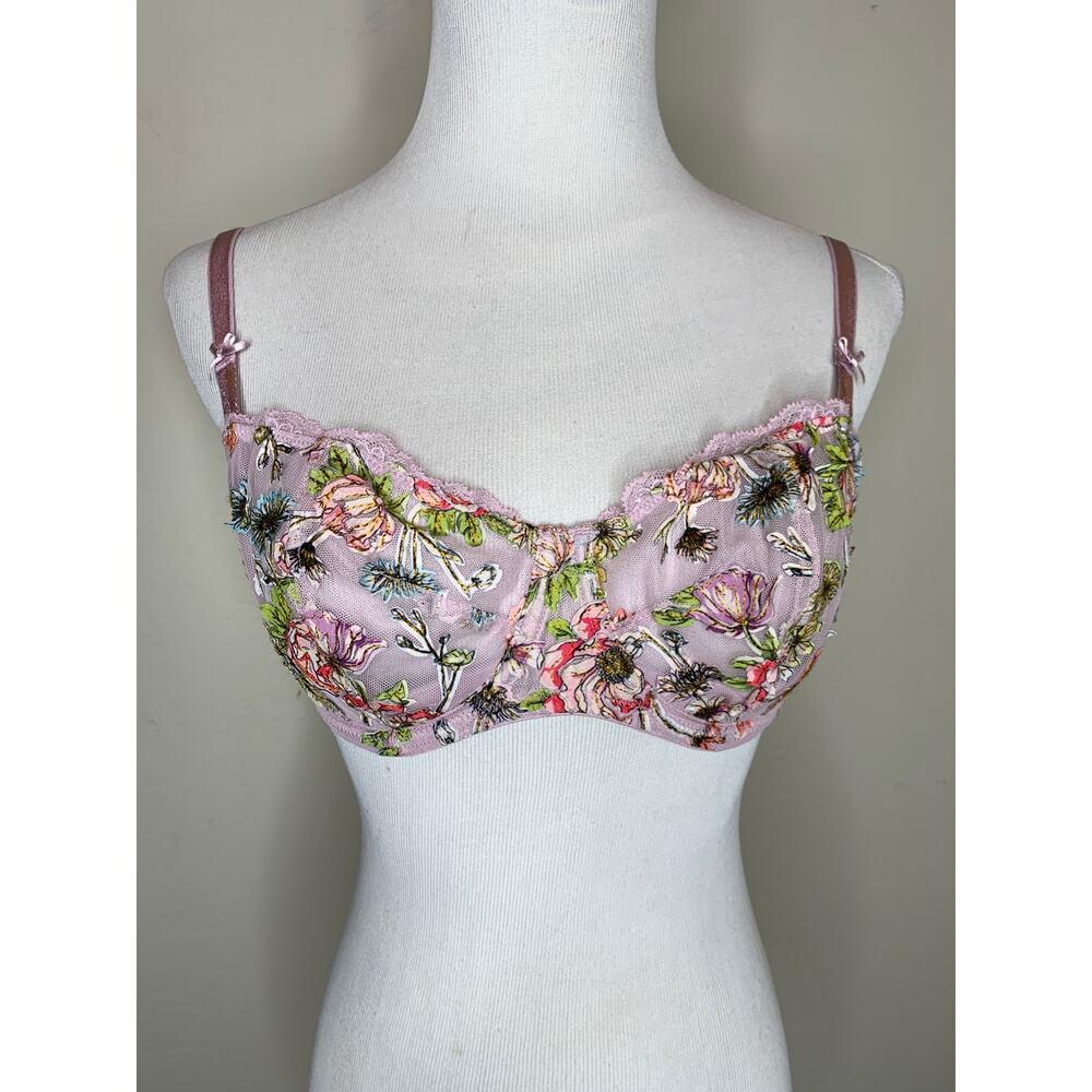 Victoria's Secret Pink Floral Lace Dream Angels Wicked Bra 36D
